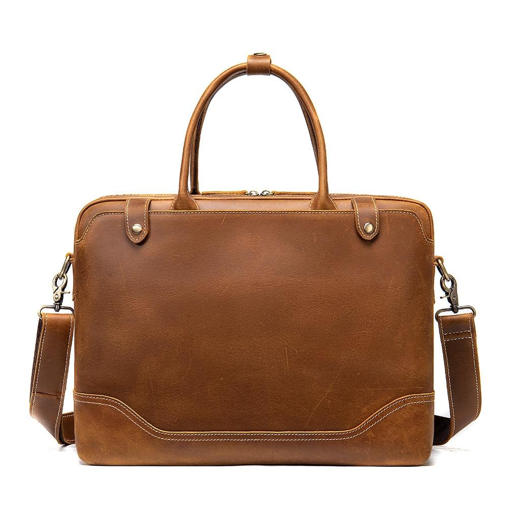 Crazy Horse Leather Men's Briefcase Hot Handbag