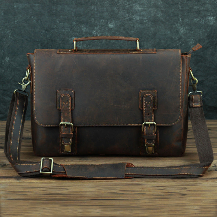 Retro First Layer Cowhide One-Shoulder Messenger Bag