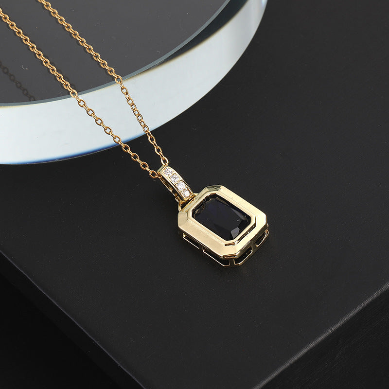 Retro Geometric Color Zircon Necklace