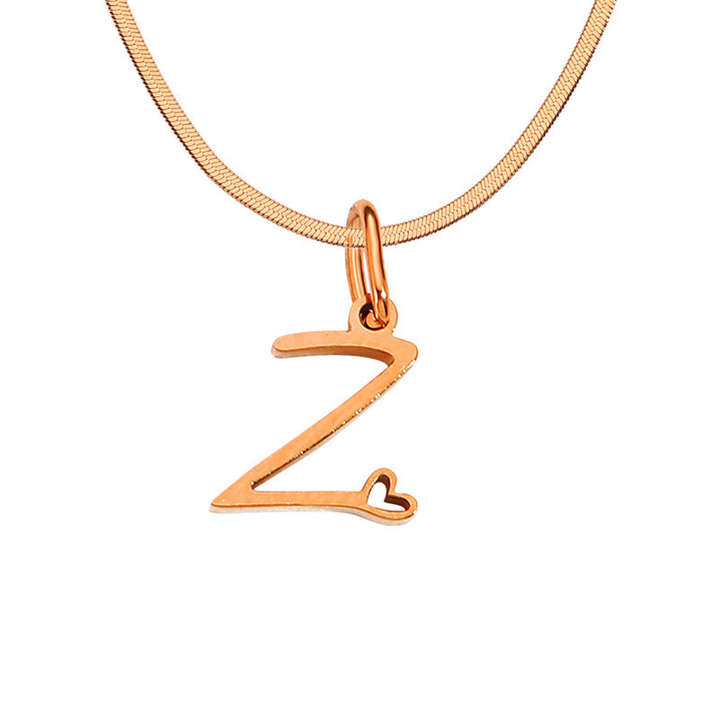 Women's Stainless Steel Necklace With Letter Pendant