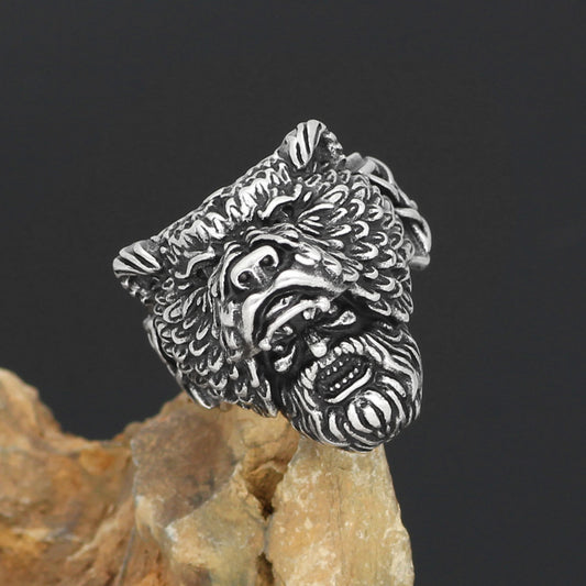 Viking Nordic Mythology Stainless Steel Ring Werewolf Aoding