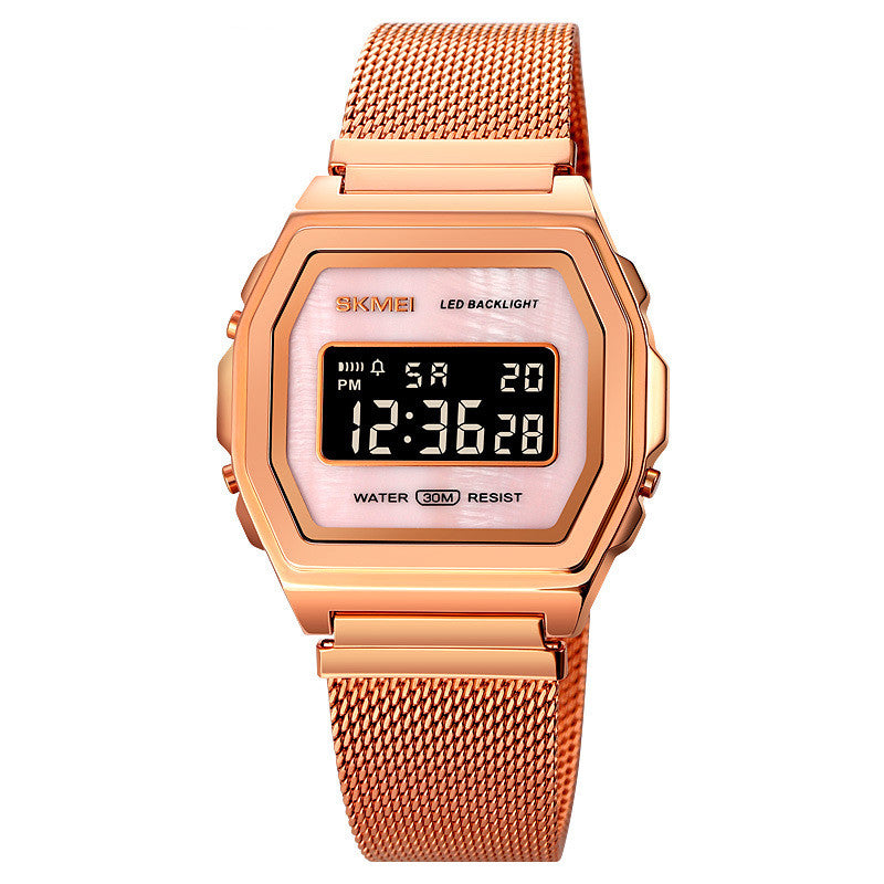 Fashion Cool Multi-Function Trend Personality Student Waterproof Stainless Steel Electronic Watch