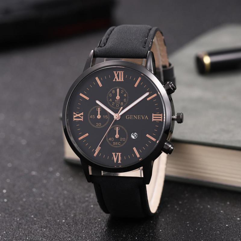 Men's Three Eyes Six Hands Casual Belt Watch