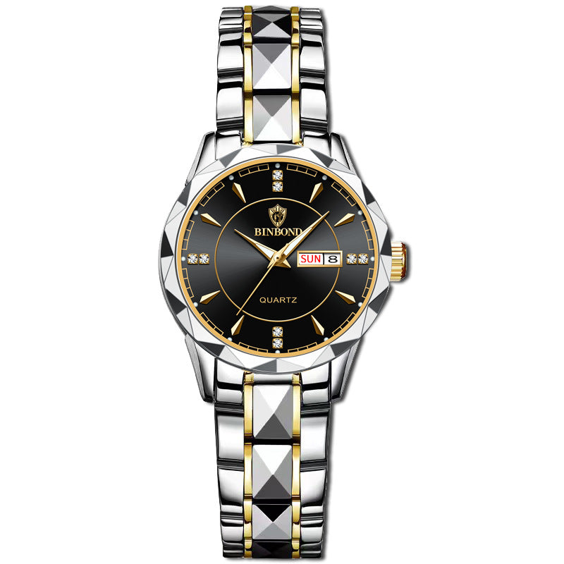 Waterproof Tungsten Steel Calendar Quartz Watch - Choices for Men & Women