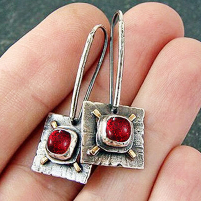 Hot Red Gem Vintage Earrings