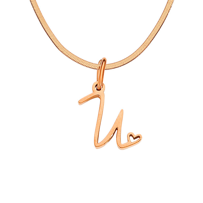 Women's Stainless Steel Necklace With Letter Pendant