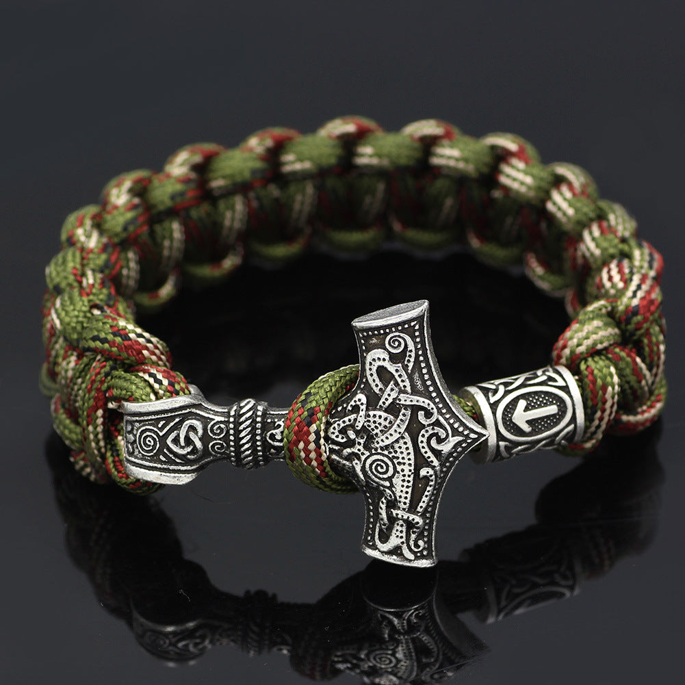 Vintage Thor'S Hammer Braided Bracelet