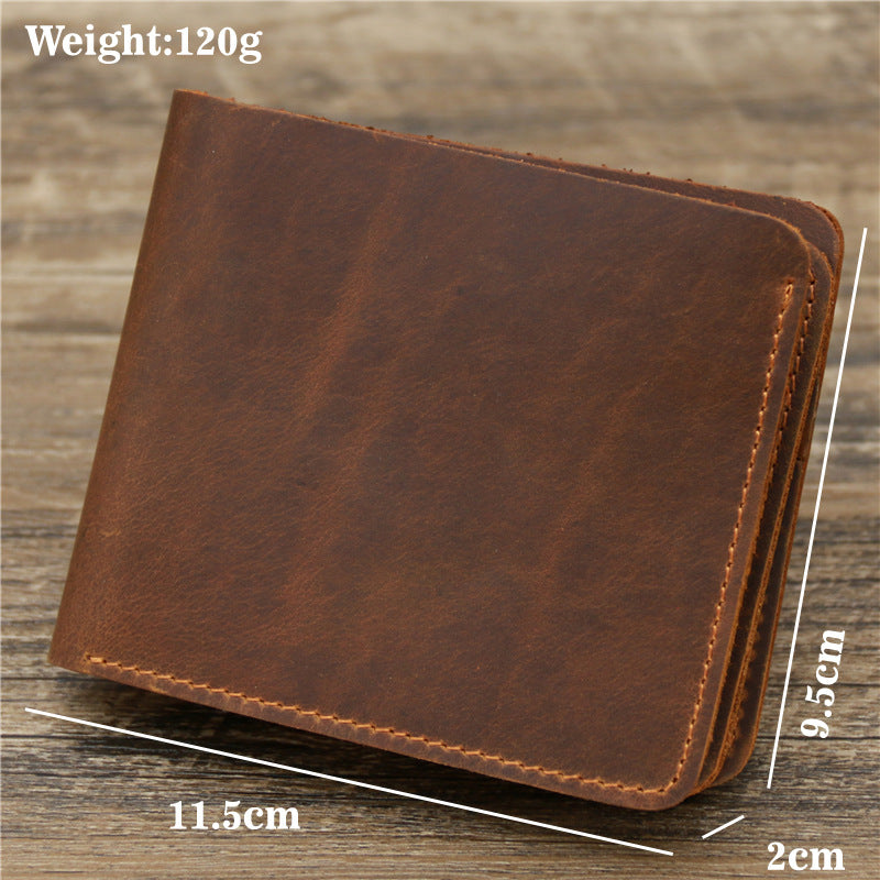 Men Crazy Horse Leather Money Card Bag Leather Wallet