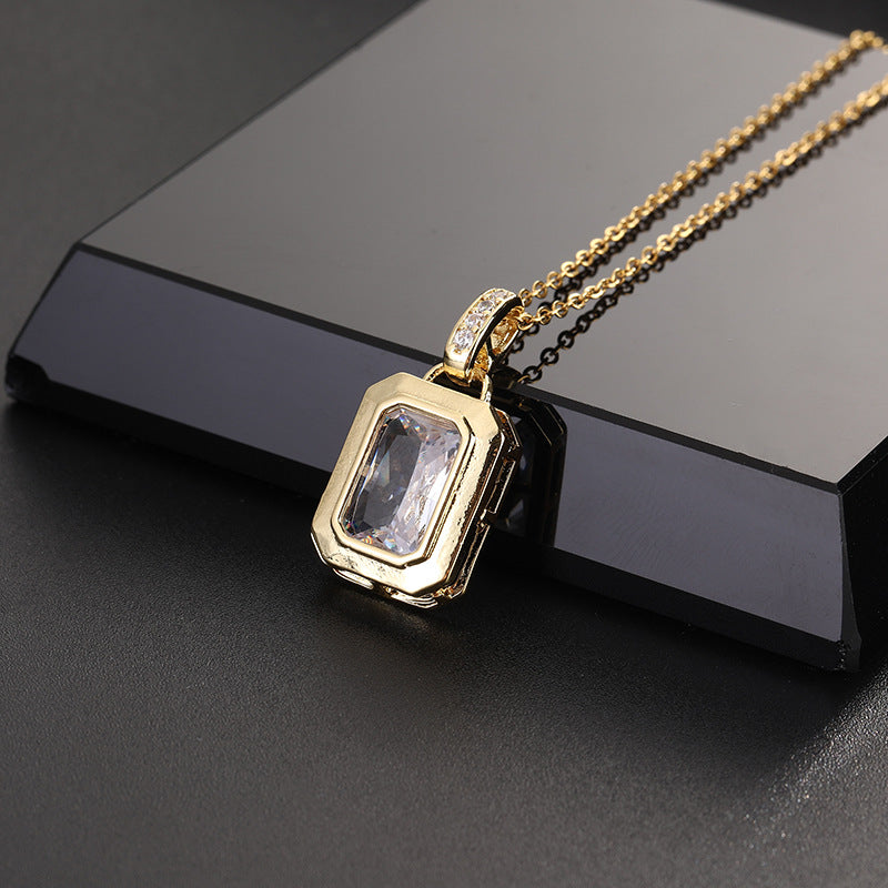 Retro Geometric Color Zircon Necklace