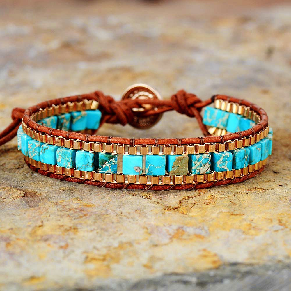 Fashion Imperial Stone Hand-Woven Leather Bracelet