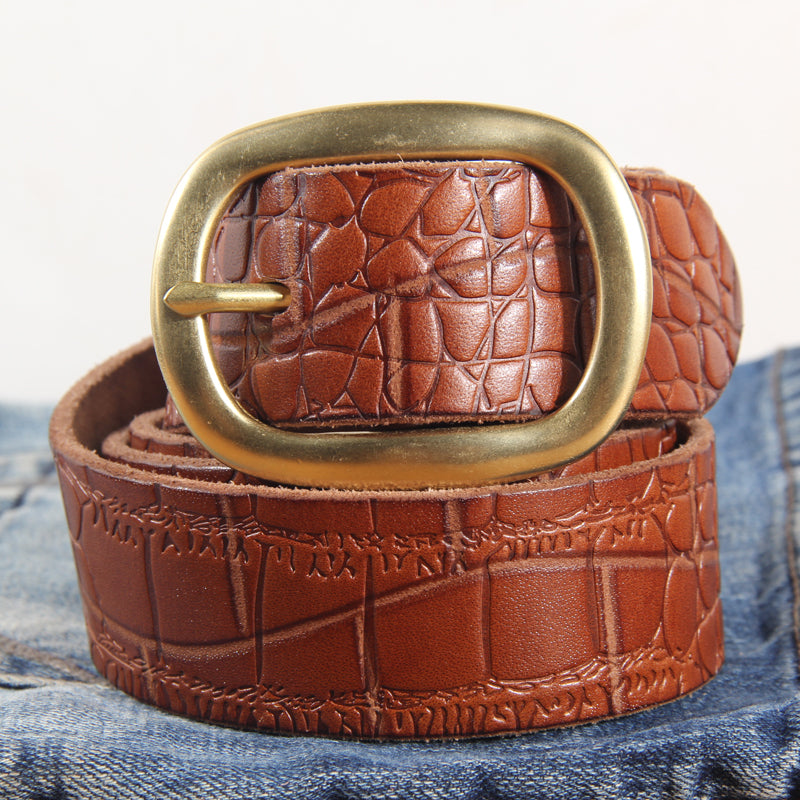 Leather Casual Full Top Layer Cowhide Jeans Belt