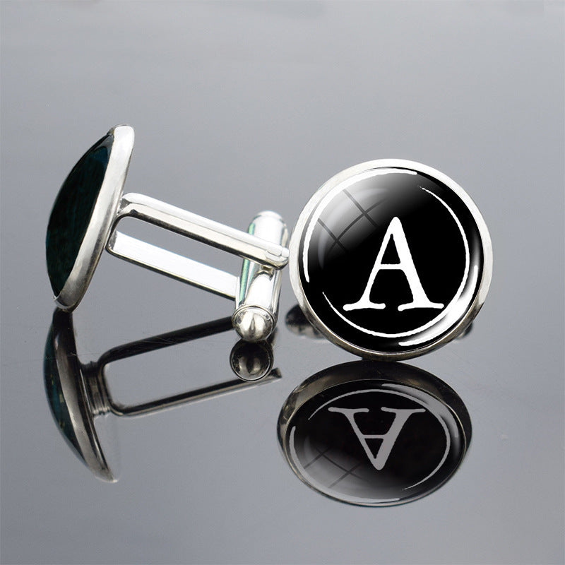 Twenty-Six English Alphabet Cufflinks Metal