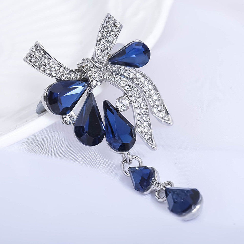 Blue Bowknot Crystal Broochantique Pin