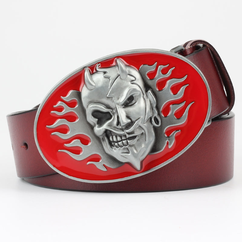 Skull Skin Buckle Leather Big Head Retro Ghost