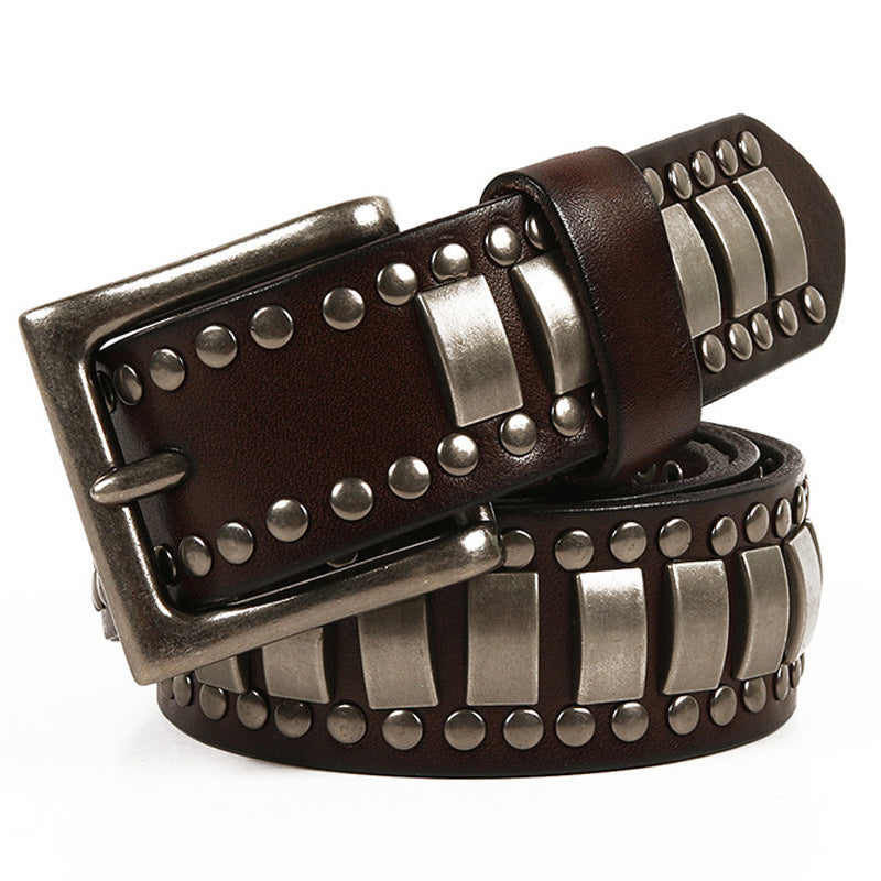 Rivet Head Layer Cowhide Man Belt And Leather Belt