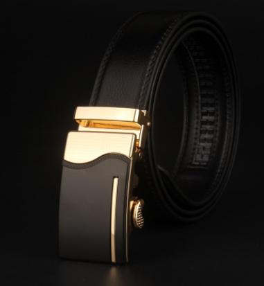 Men's 8 Character Buckle Belt, Leather Smooth Buckle, Youth Belt, Leisure Belt, Men's Han Banchao