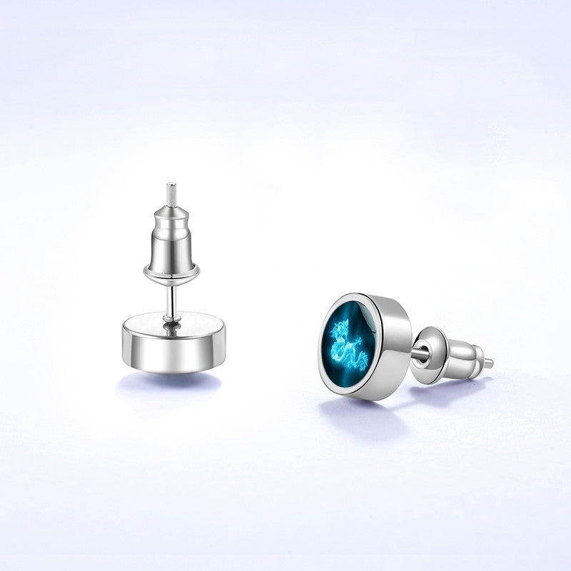 Sterling Silver Zodiac Earrings For Men