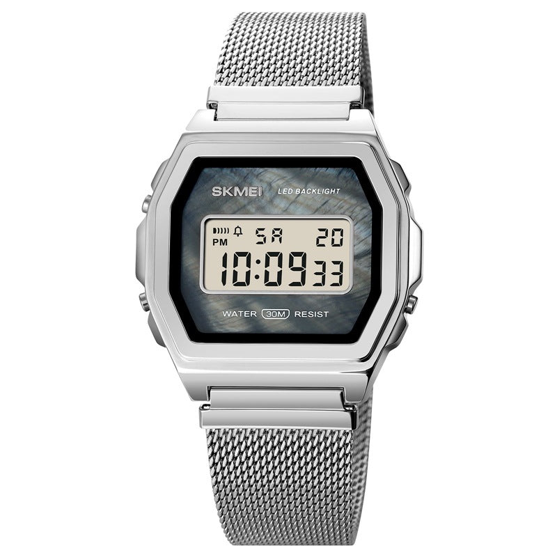 Fashion Cool Multi-Function Trend Personality Student Waterproof Stainless Steel Electronic Watch