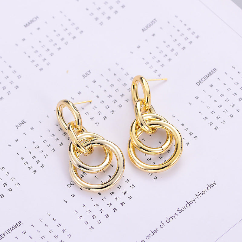 Fashion Trend Earrings Simple Personality Metal Texture Earrings