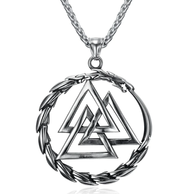 Asgard Crafted Circular Horn Rune Pendant Chain in Titanium Steel - A Retro and Vintage Accessory