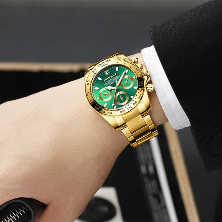 Men's Electroplating Gold Luminous Waterproof Business Watch