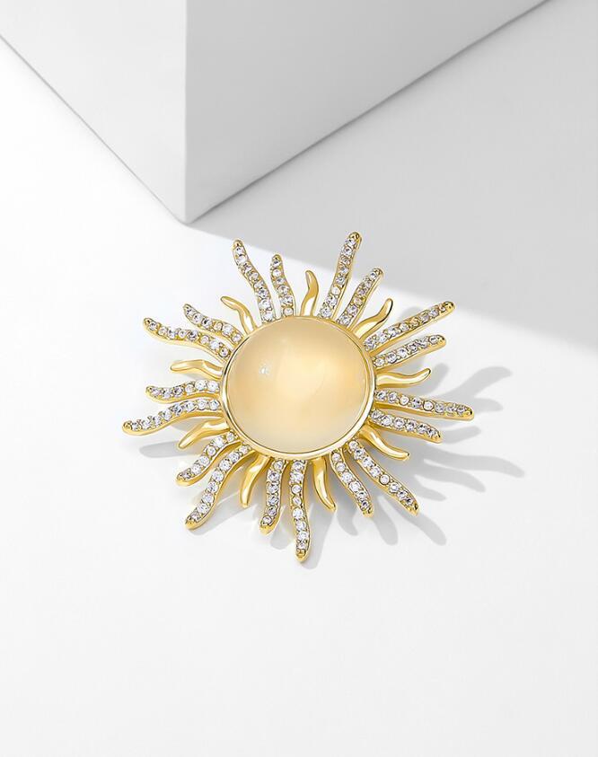 Diamond Opal Sun Collar Pin Anti-Glare Brooch