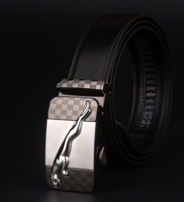 Men's 8 Character Buckle Belt, Leather Smooth Buckle, Youth Belt, Leisure Belt, Men's Han Banchao