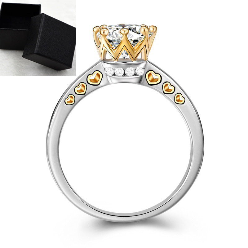 Ring Color Separation Crown Zircon Heart Shape