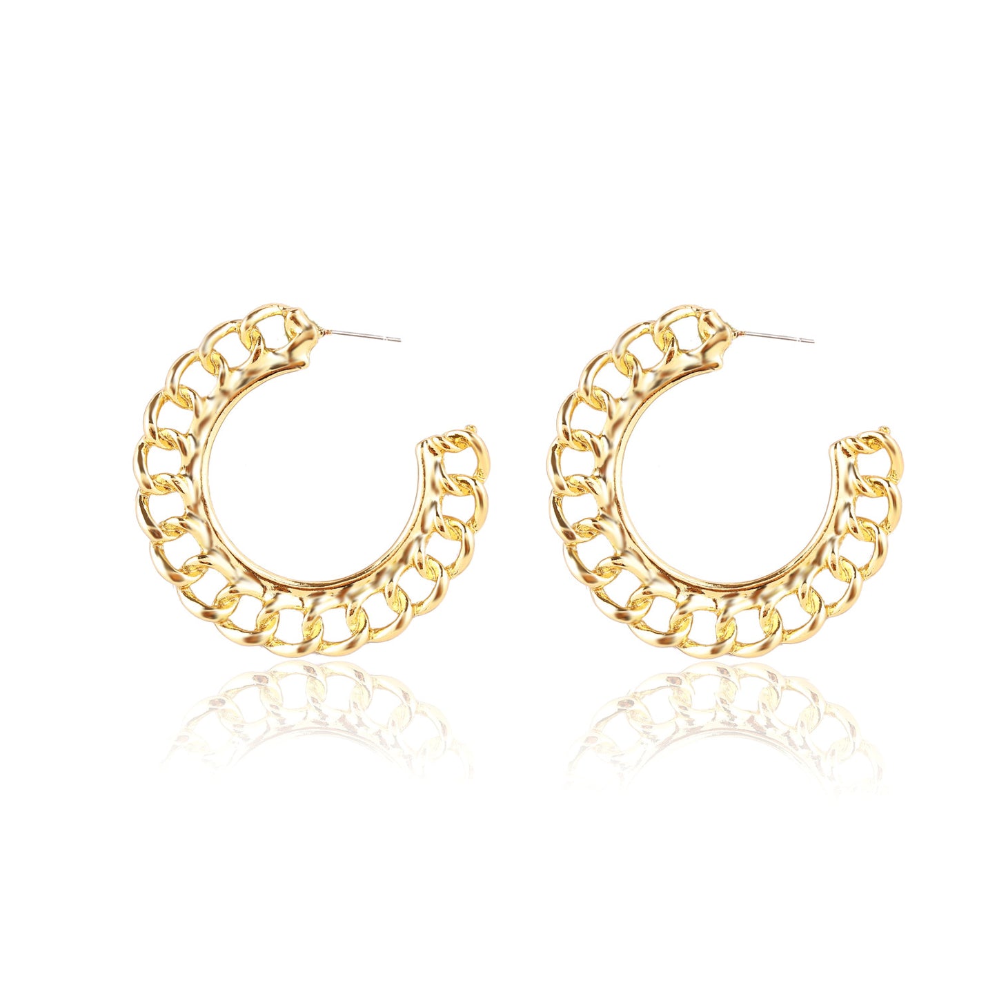 Women's Metal Ring Earrings Hollow Chain Stud Earrings