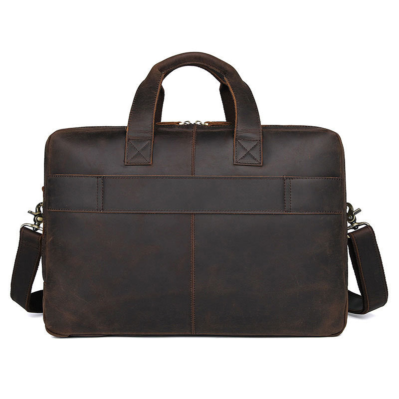 Vintage Cowhide Leather Briefcase For Business Men