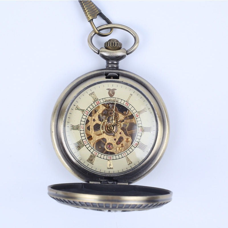 Automatic Semi-Automatic Mechanical Pocket Watch Roman Digital Dial Pocket Watch