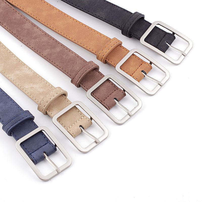 Simple And Versatile Square Buckle PU Leather Belt For Students