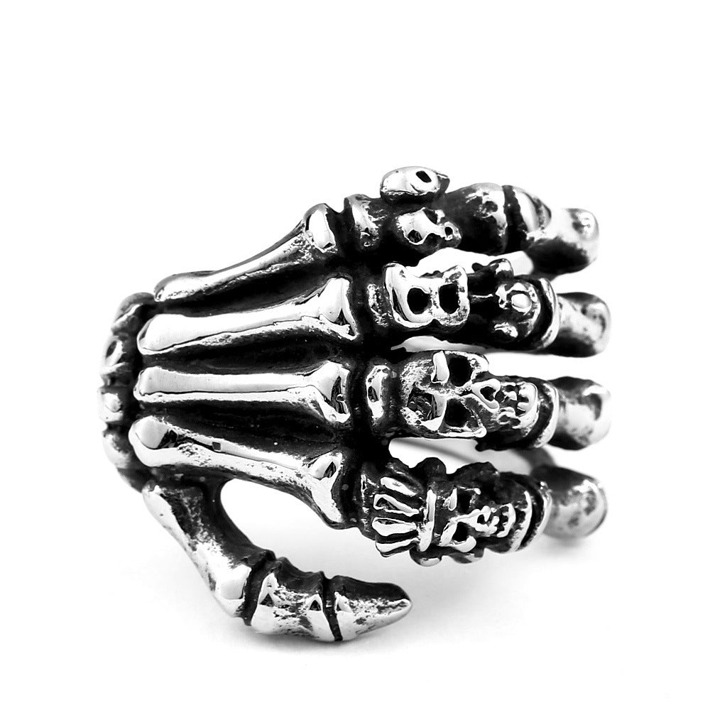 Beier Personality Creative Punk Hand Bone Titanium Steel Ring