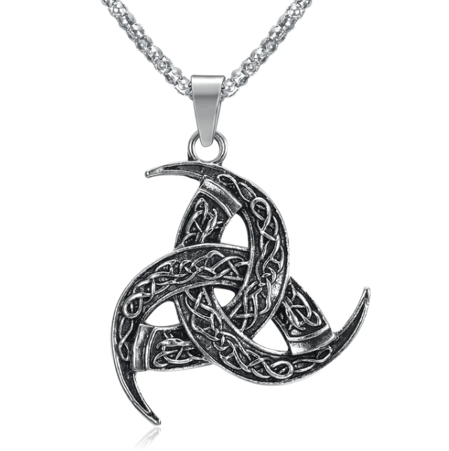 Asgard Crafted Circular Horn Rune Pendant Chain in Titanium Steel - A Retro and Vintage Accessory