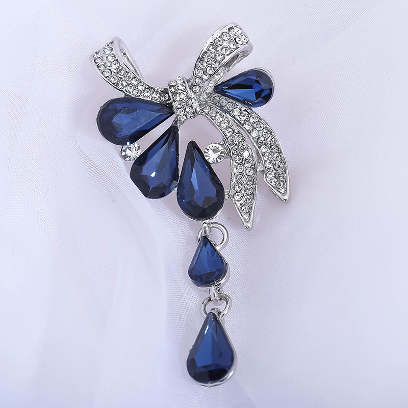 Blue Bowknot Crystal Broochantique Pin