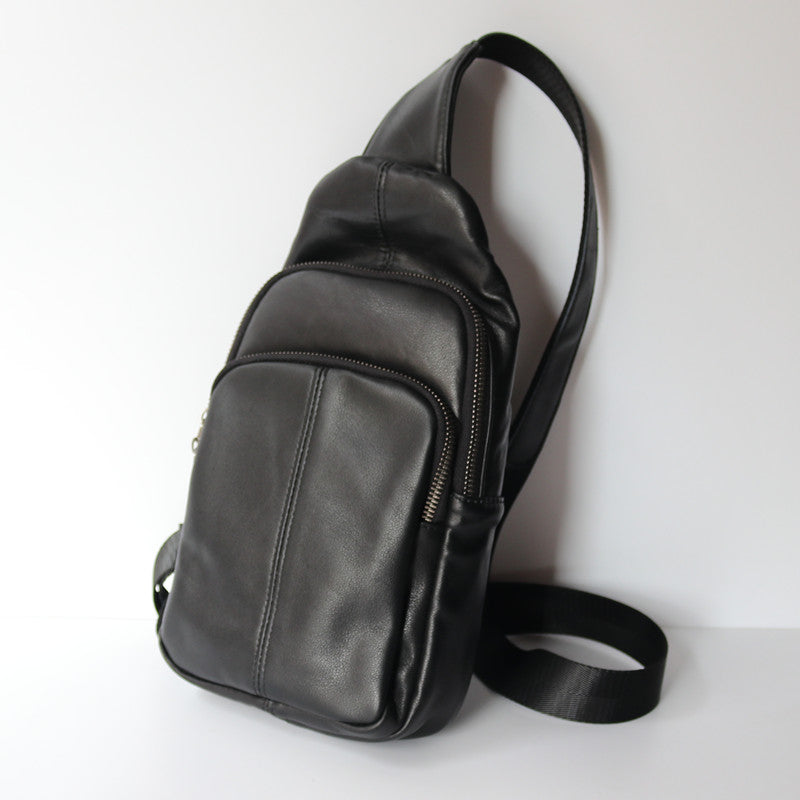 Men's Sports Cross-Body Bag Top Layer Cowhide Business Backpack