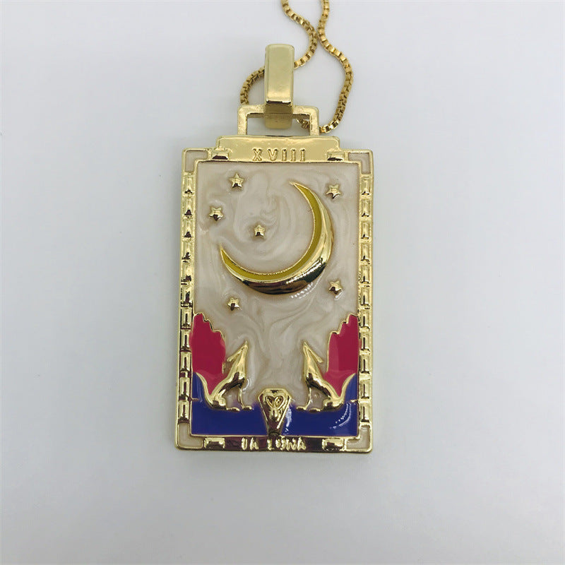 Copper Plated Fashion Retro Oil Painting Pendant Necklace