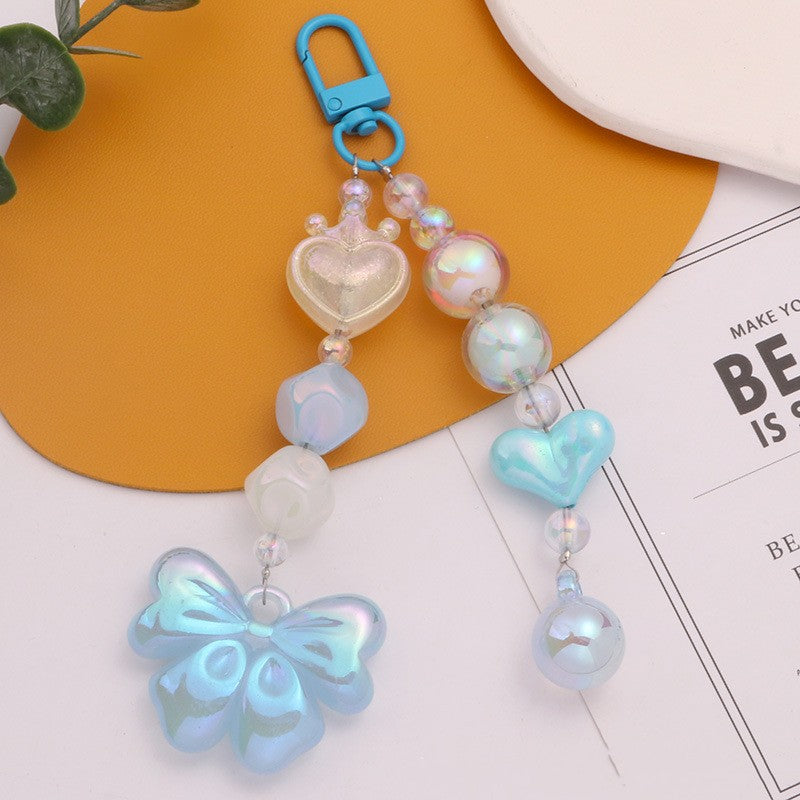 Electroplated Acrylic Colorful Bow Car Keychain