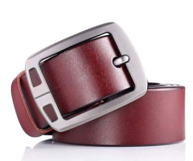 Men's Retro Leather Belt Men's Ancient Silver Japanese Word Buckle Casual Pure Leather Pants Belt