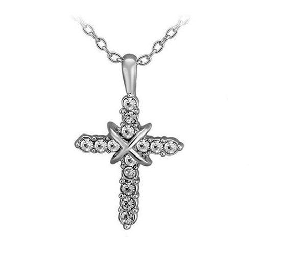 Studded Jesus Cross Necklace Clavicle Chain