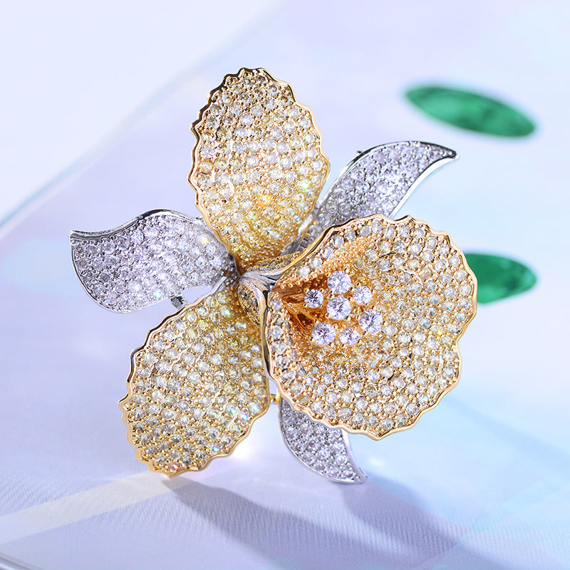 European And American Luxury Zircon Flower Brooch