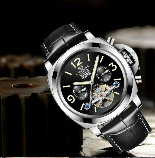 Double-Sided Skeleton Luminous Men's Watch Automatic Belt Mechanical