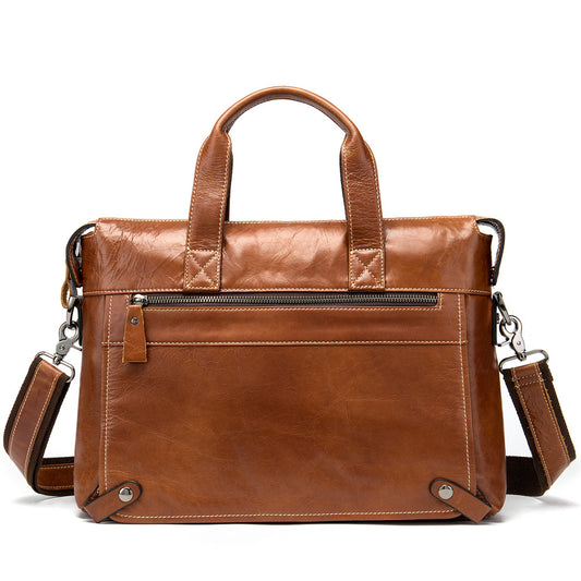 Business First Layer Leather Briefcase