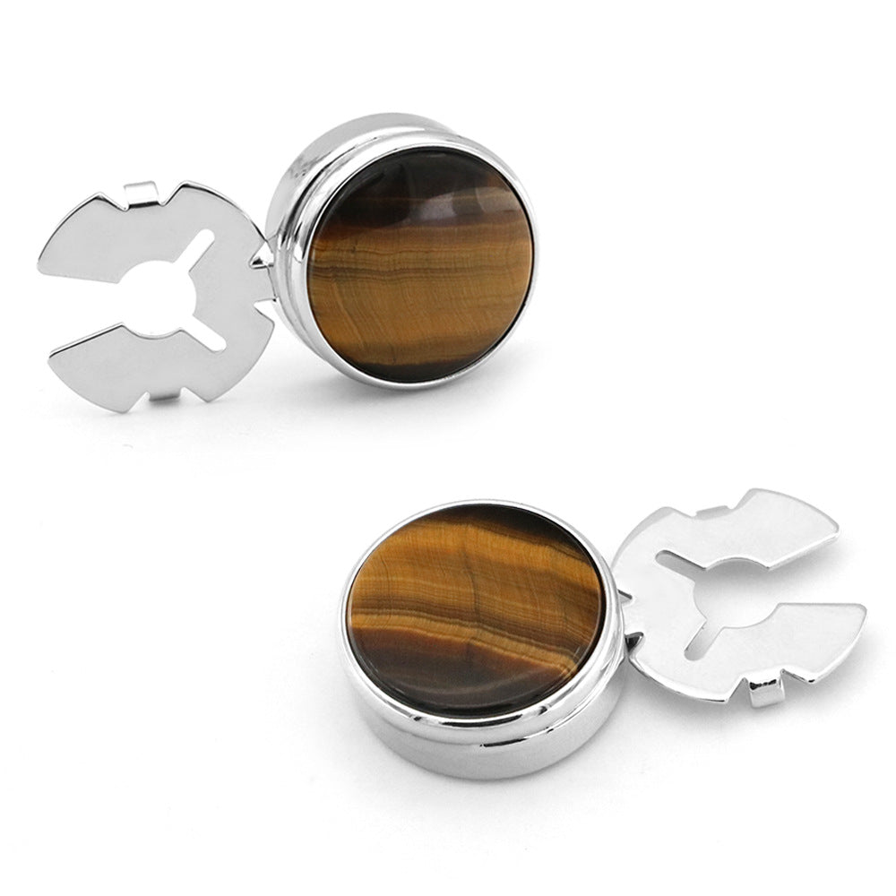 Men's Round Carbon Fiber Cufflink