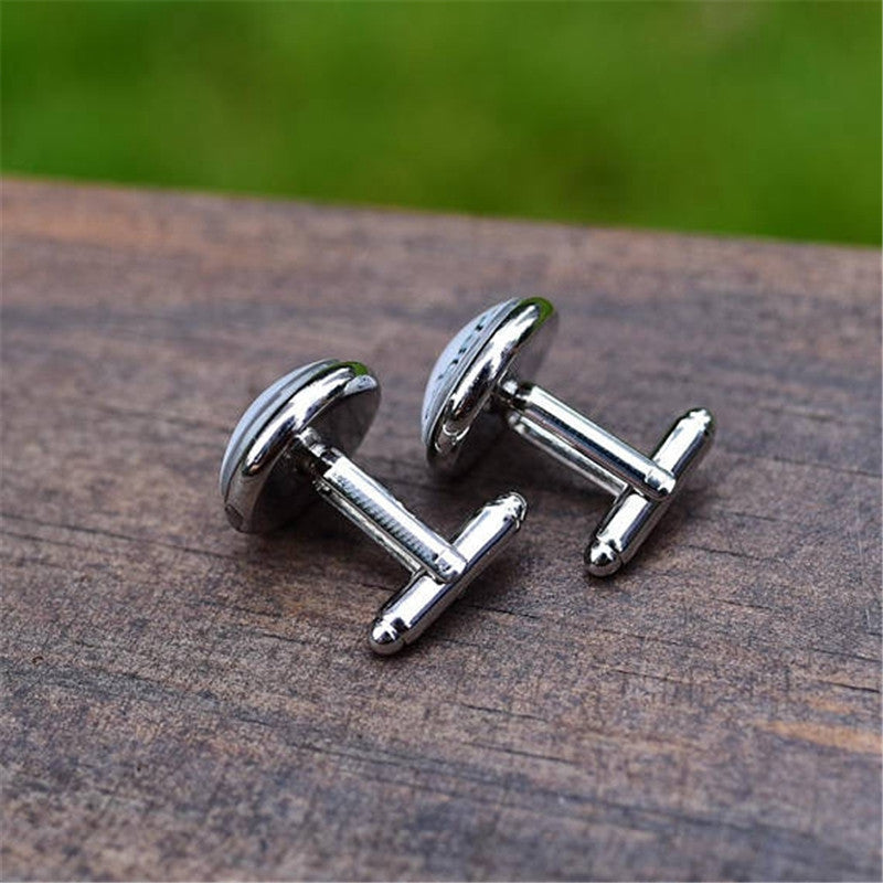 Men's Handle Button Silver Metal Alloy Sleeve