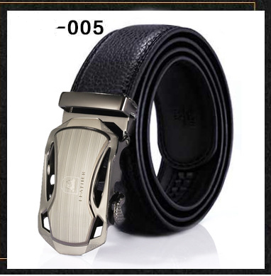 Two-Layer Leather Belt Business Men's Smooth Automatic Buckle Leather Belt