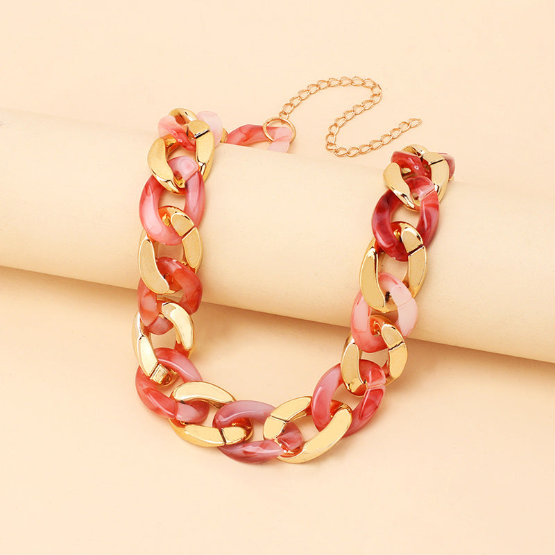 Cold Wind Resin Stitching Necklace Hot Product Accessories Stacked Clavicle Chain