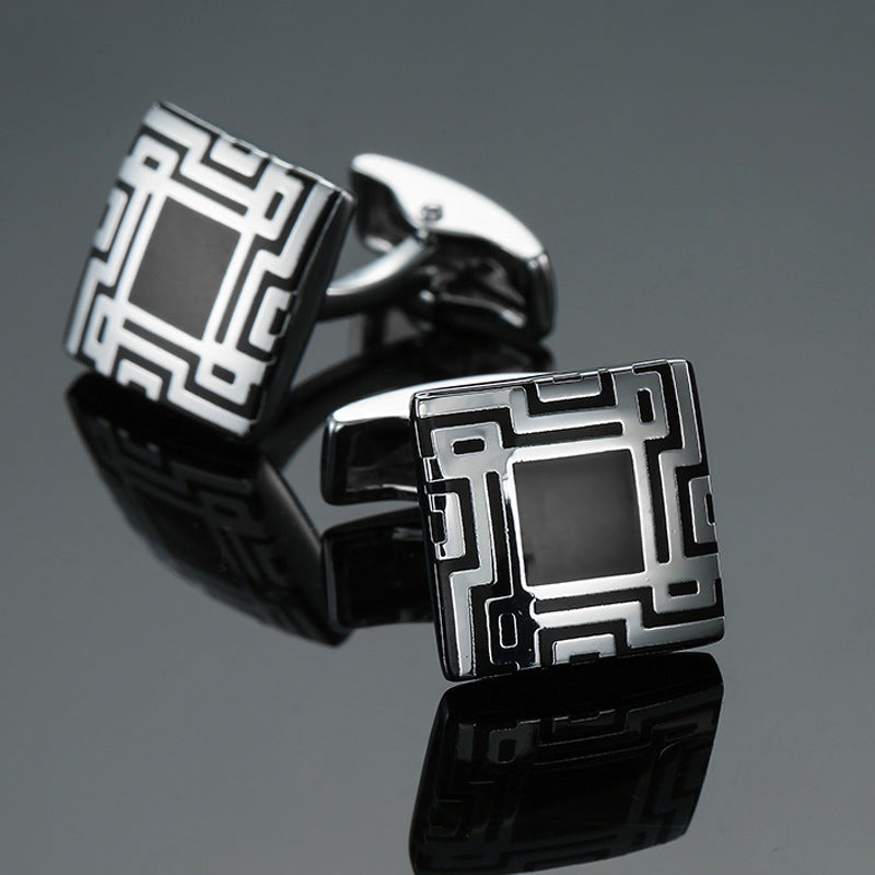 Men's Enamel Craft Vintage Pattern Series Cube Cufflinks