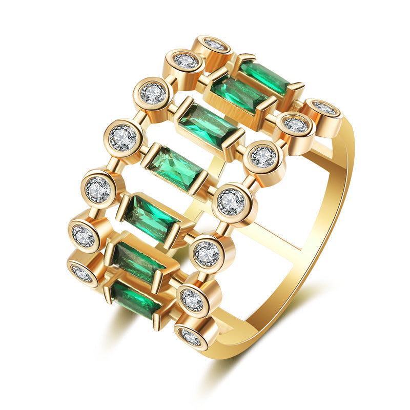 Emerald Gold-Plated Hollow Ring Setting