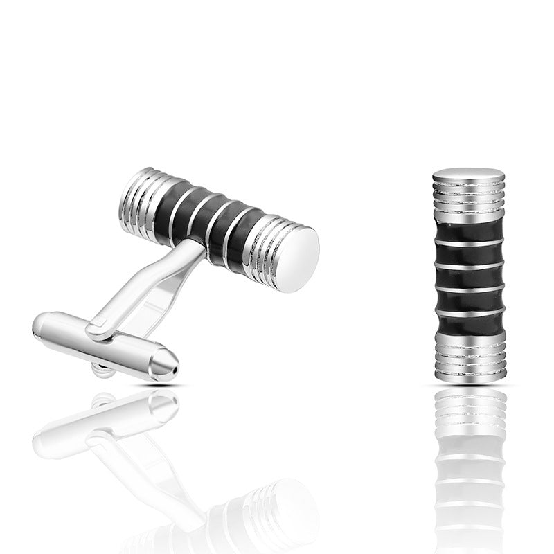 Black And Blue Stripes Cylindrical High-End Cufflinks Accessories